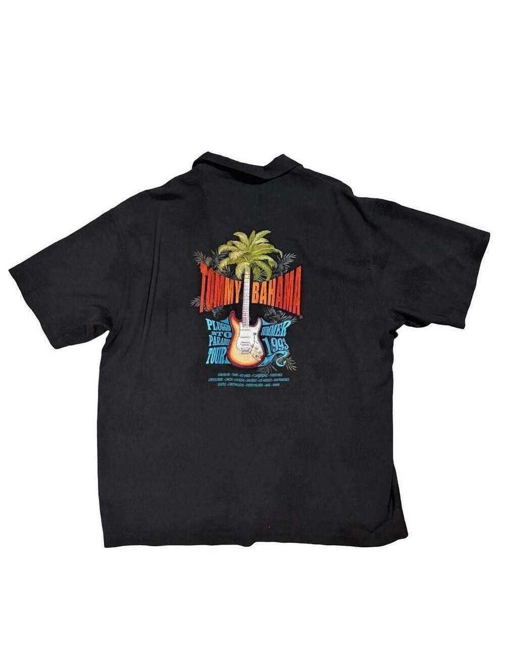 Tommy Bahama Plugged Into Paradise Tour 1993 100% Silk Camp Shirt